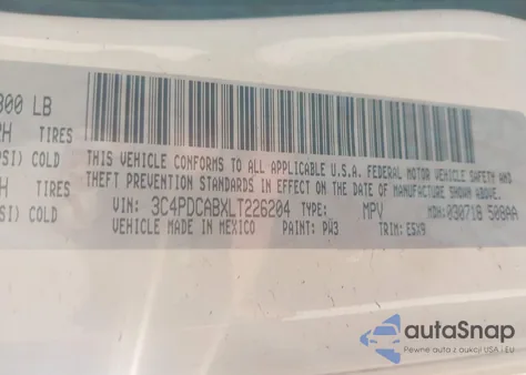 2020 Dodge Journey Se Value из США, поврежденный, VIN 3C4PDCABXLT226204